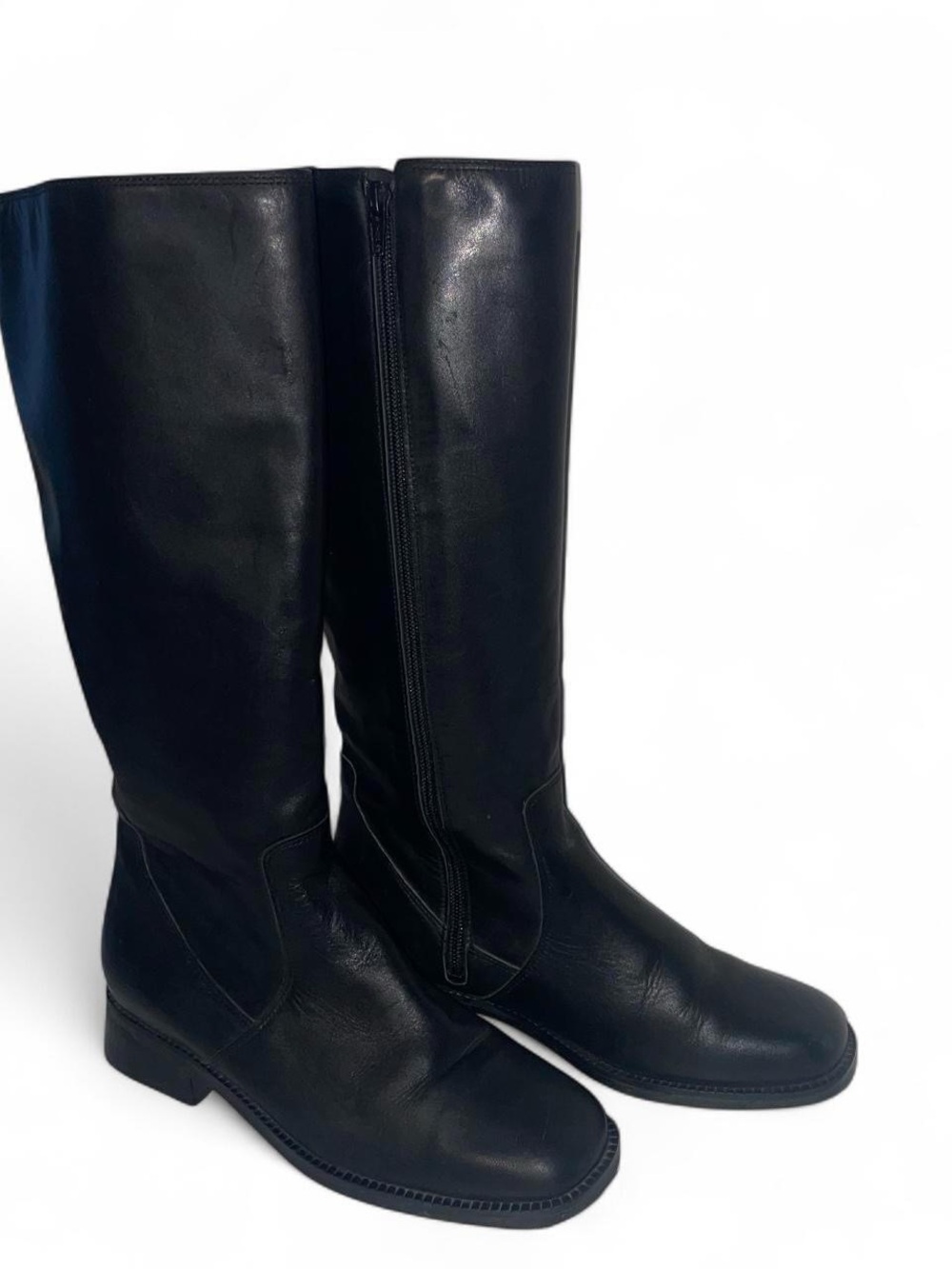 Nautralizer Black Knee-High Classic Leather Riding Boots Low heel